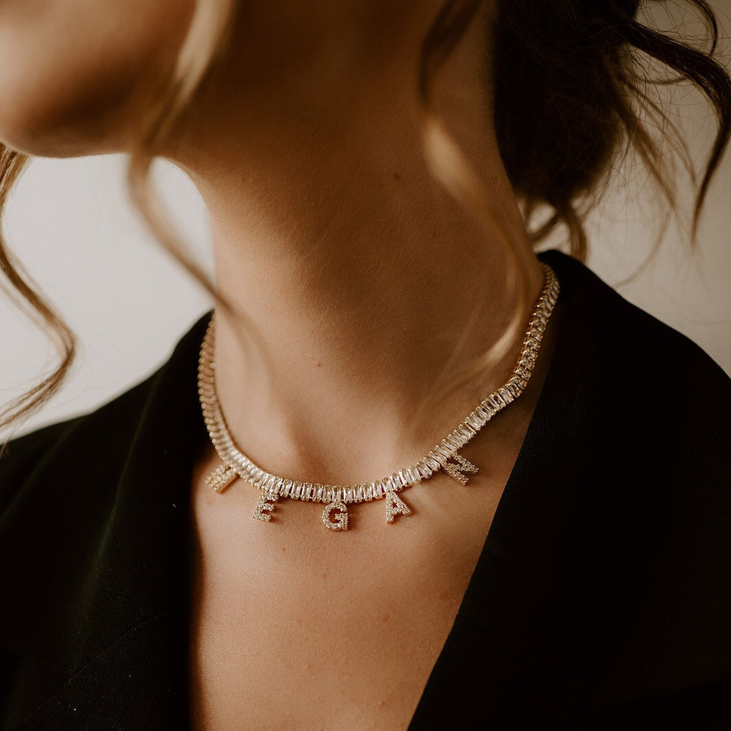 Customized Baguette Name Necklace