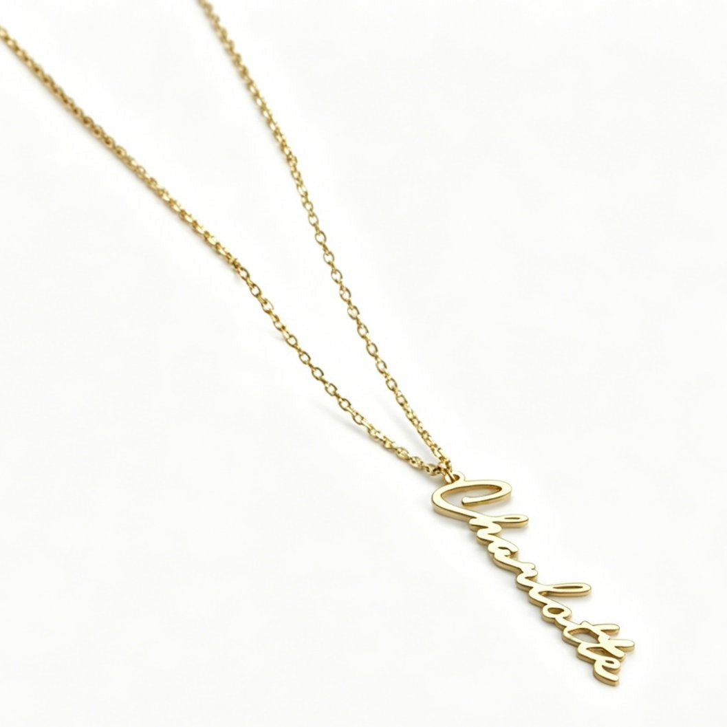 Custom Vertical Name Charm Necklace