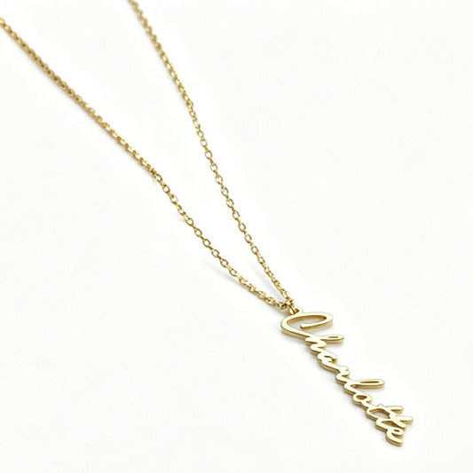 Custom Vertical Name Charm Necklace