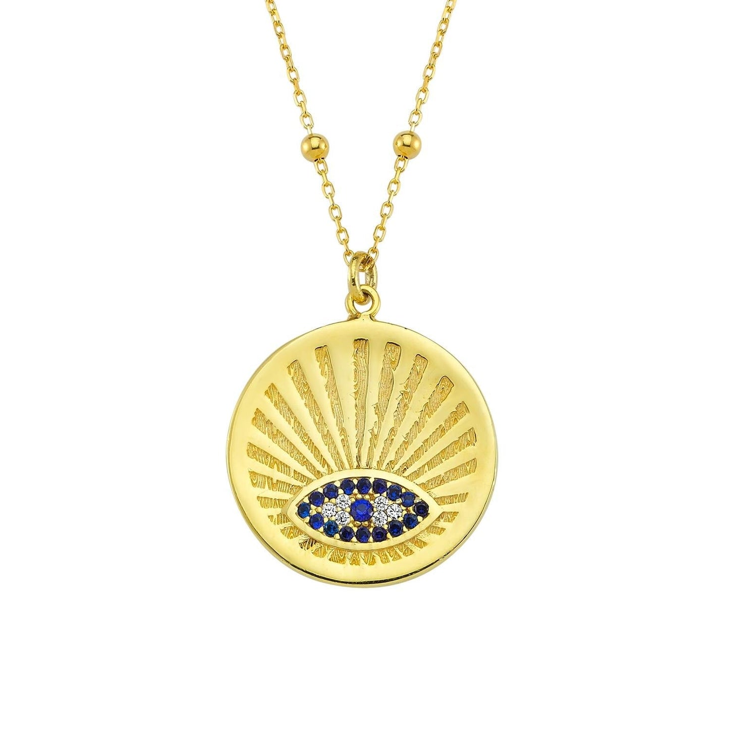 Radiant Blue Evil Eye Coin Necklace