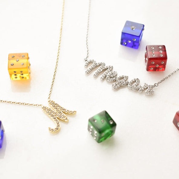 Custom Crystal Script Necklace Set