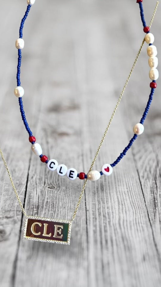 Home Team CLE Bead and Pearl Necklace
