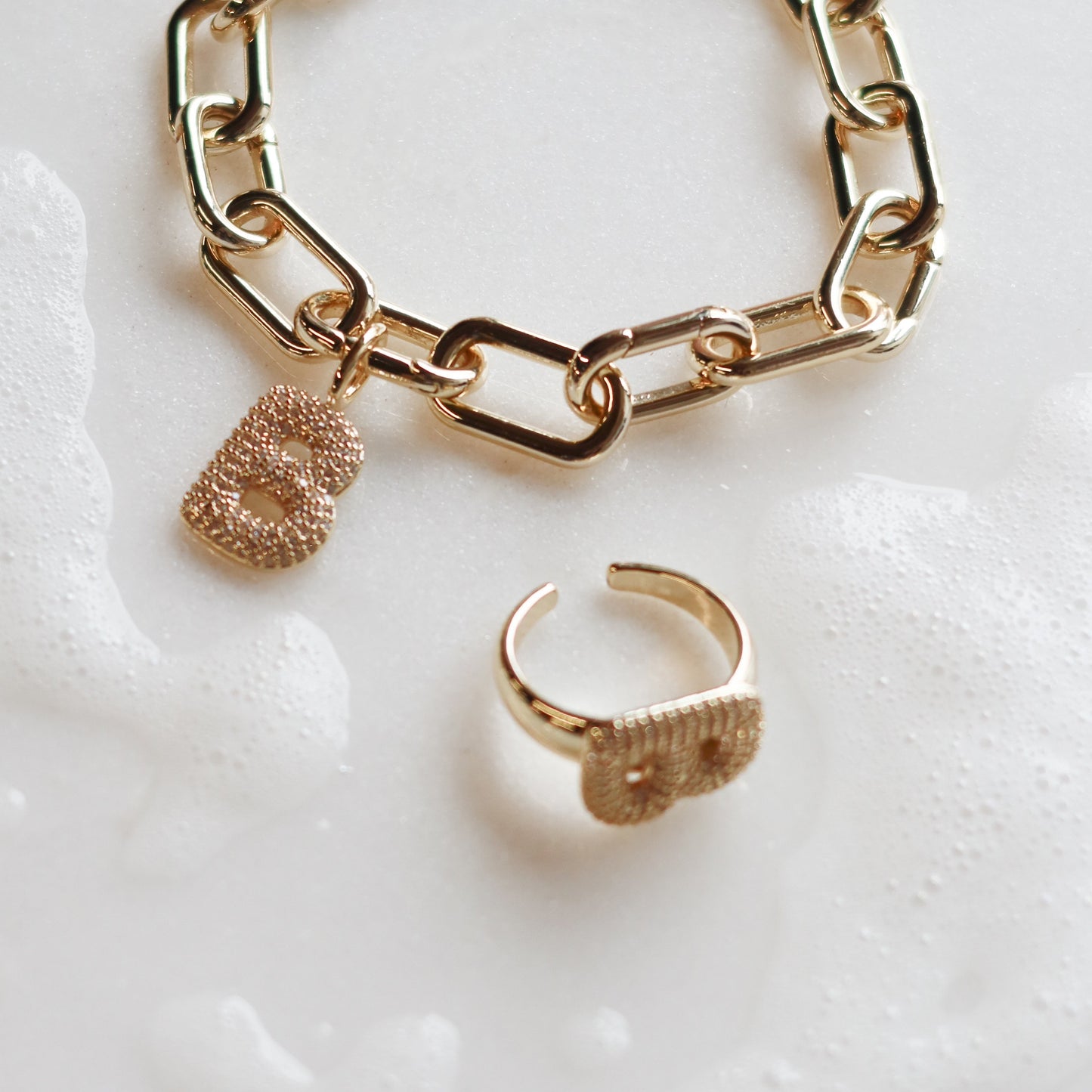 Bubble Letter Initial Ring