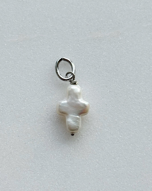 Natural Pearl Cross Charm