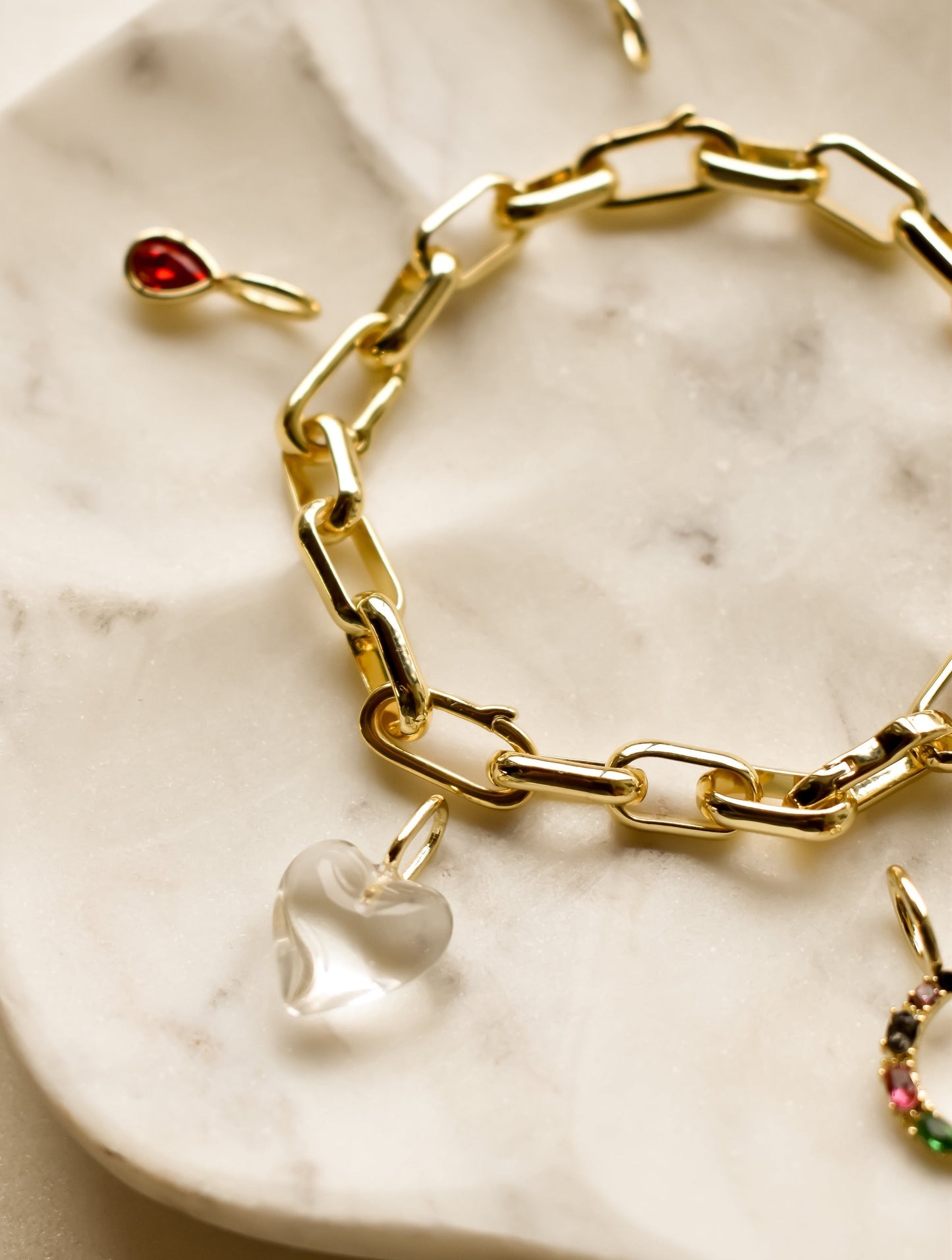 Palm Beach Stone Heart Charm Clear