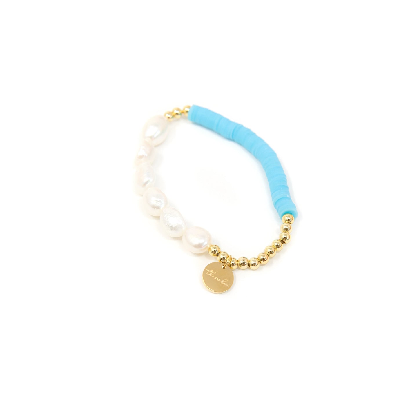 Pearl and Clay Disk Bracelets
