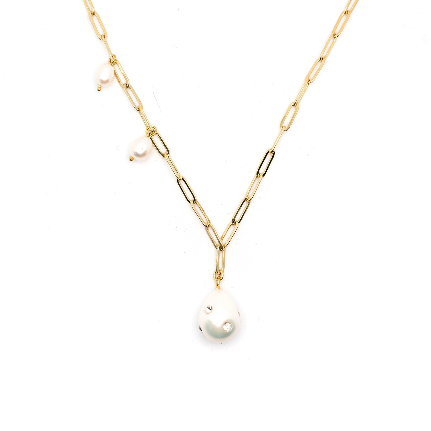 Dreamy Chain Link and Pearls Necklace
