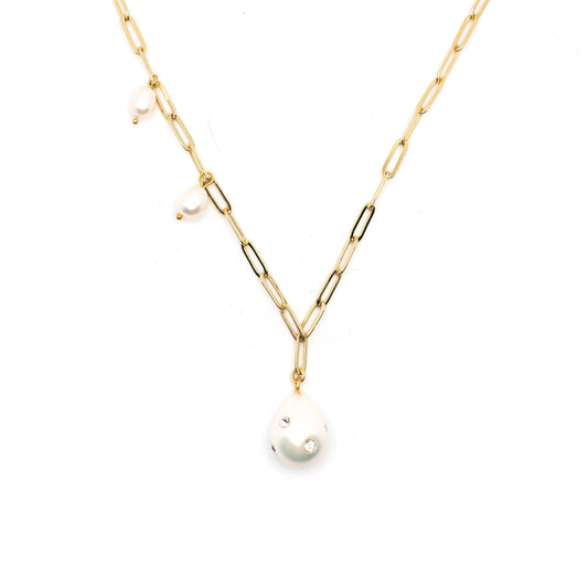 Dreamy Chain Link and Pearls Necklace