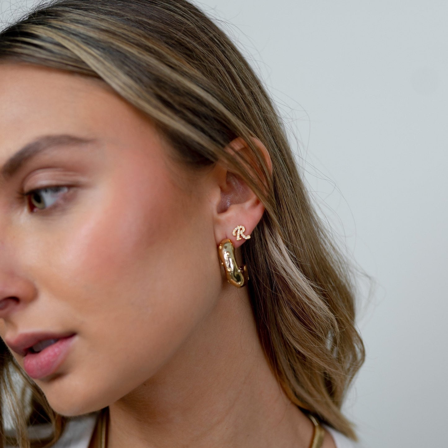 Crystal Script Initial Earrings