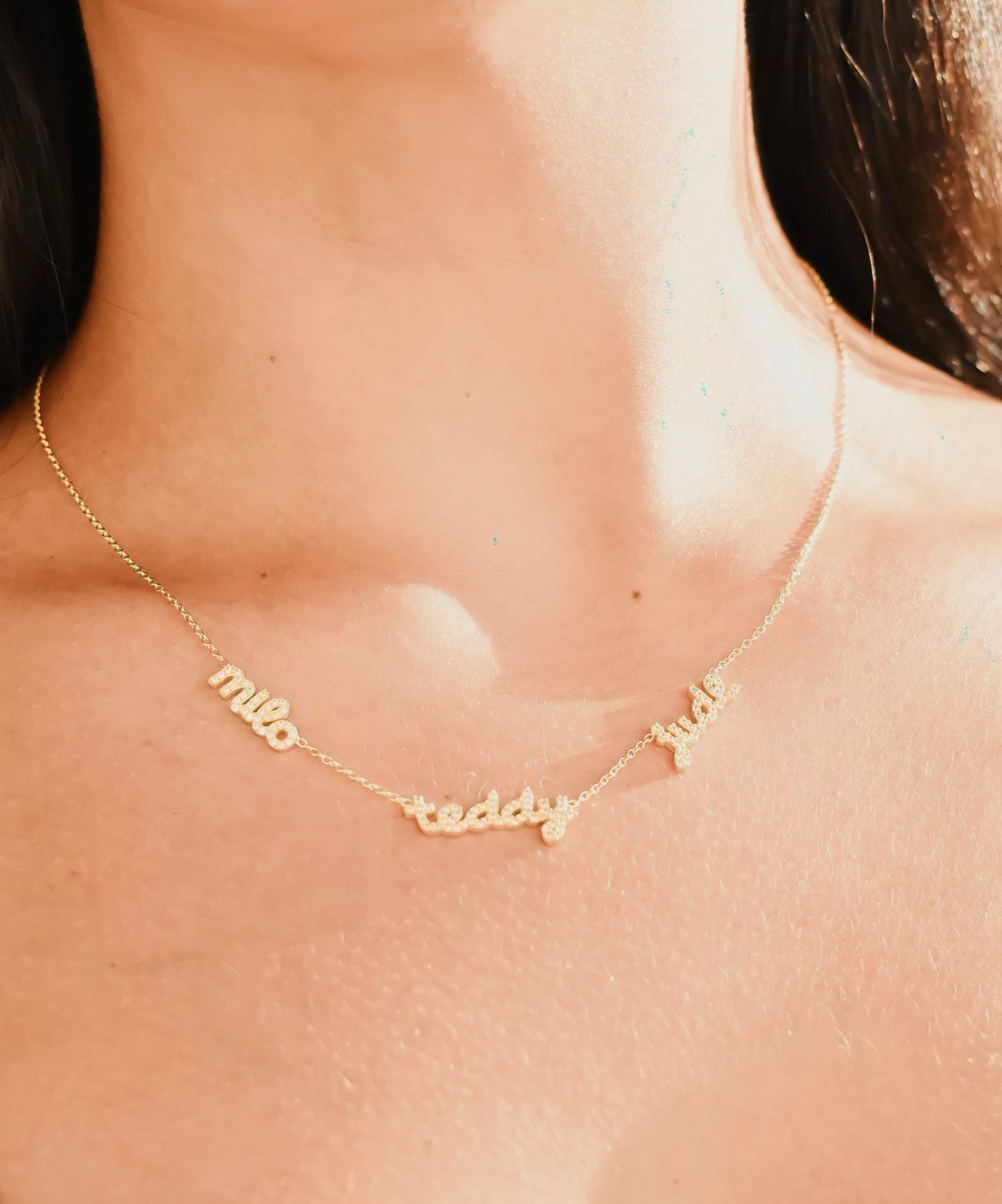 Custom Petite Script Multiple Name Necklace