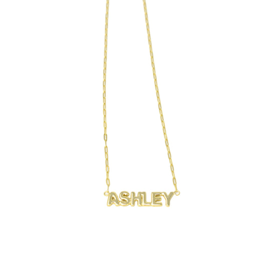 Custom Paperclip Bubble Letter Nameplate Necklace