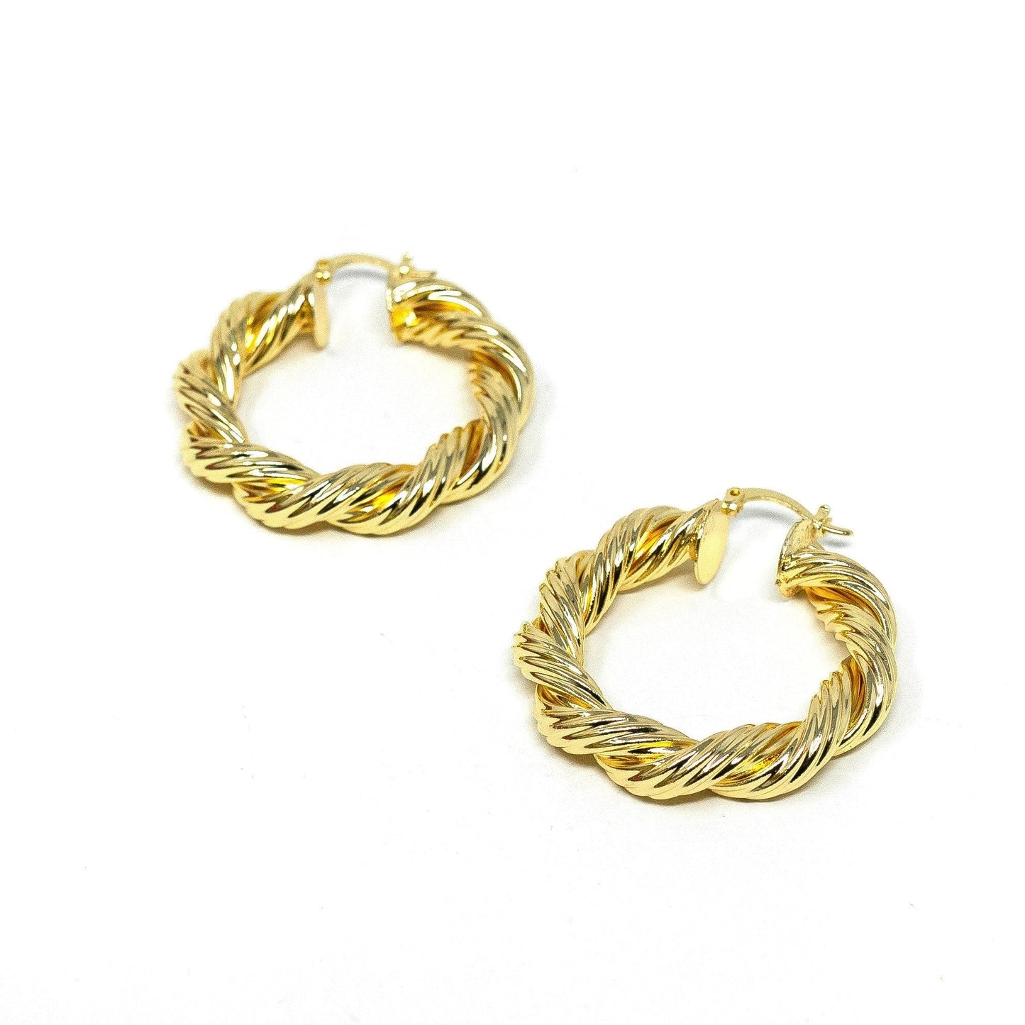 Rope Twist Gold Hoop Earrings