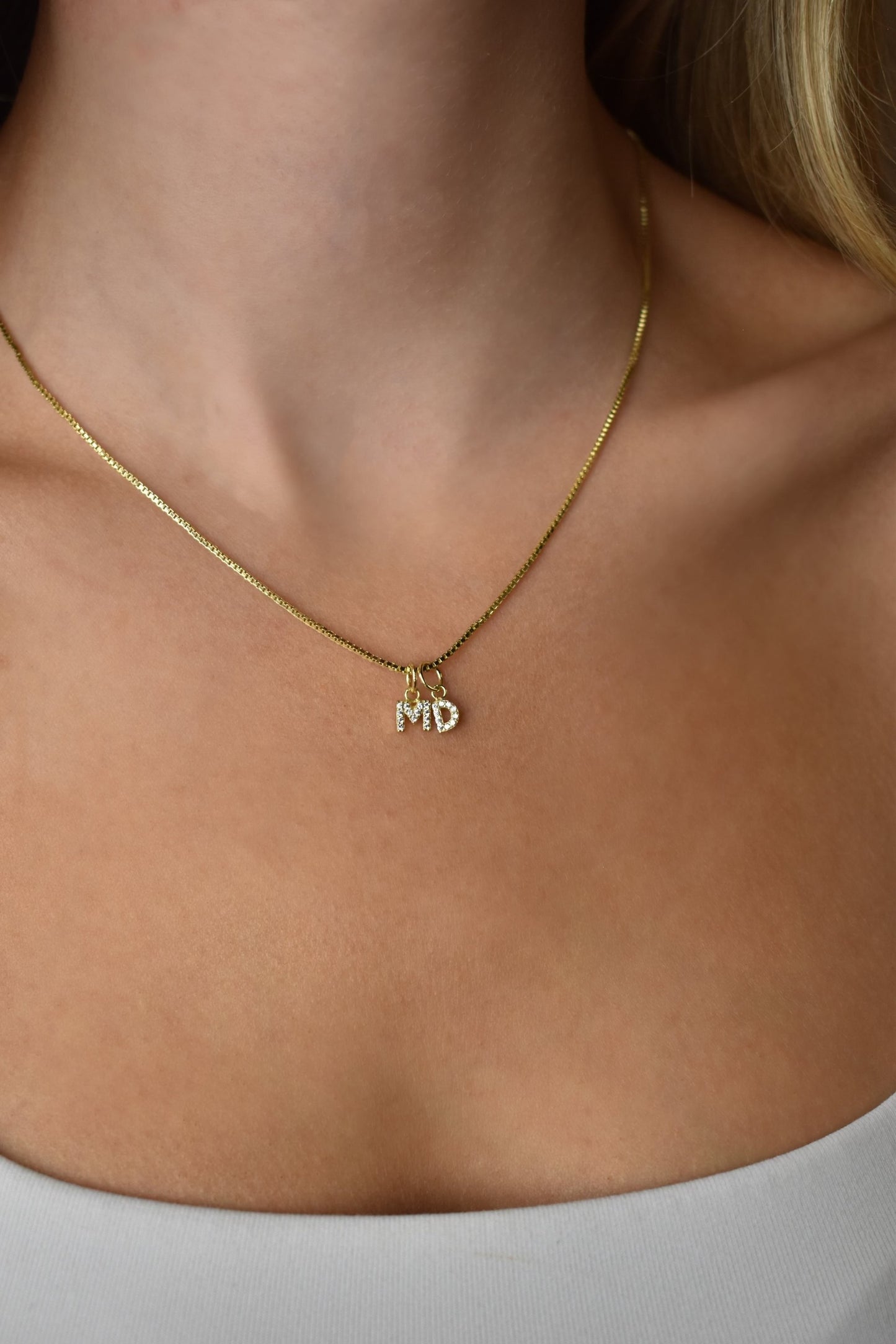 Custom Mini Initial Charm Necklace