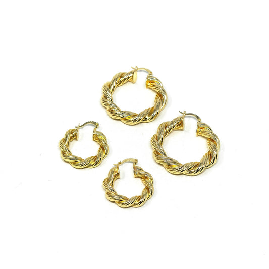 Rope Twist Gold Hoop Earrings