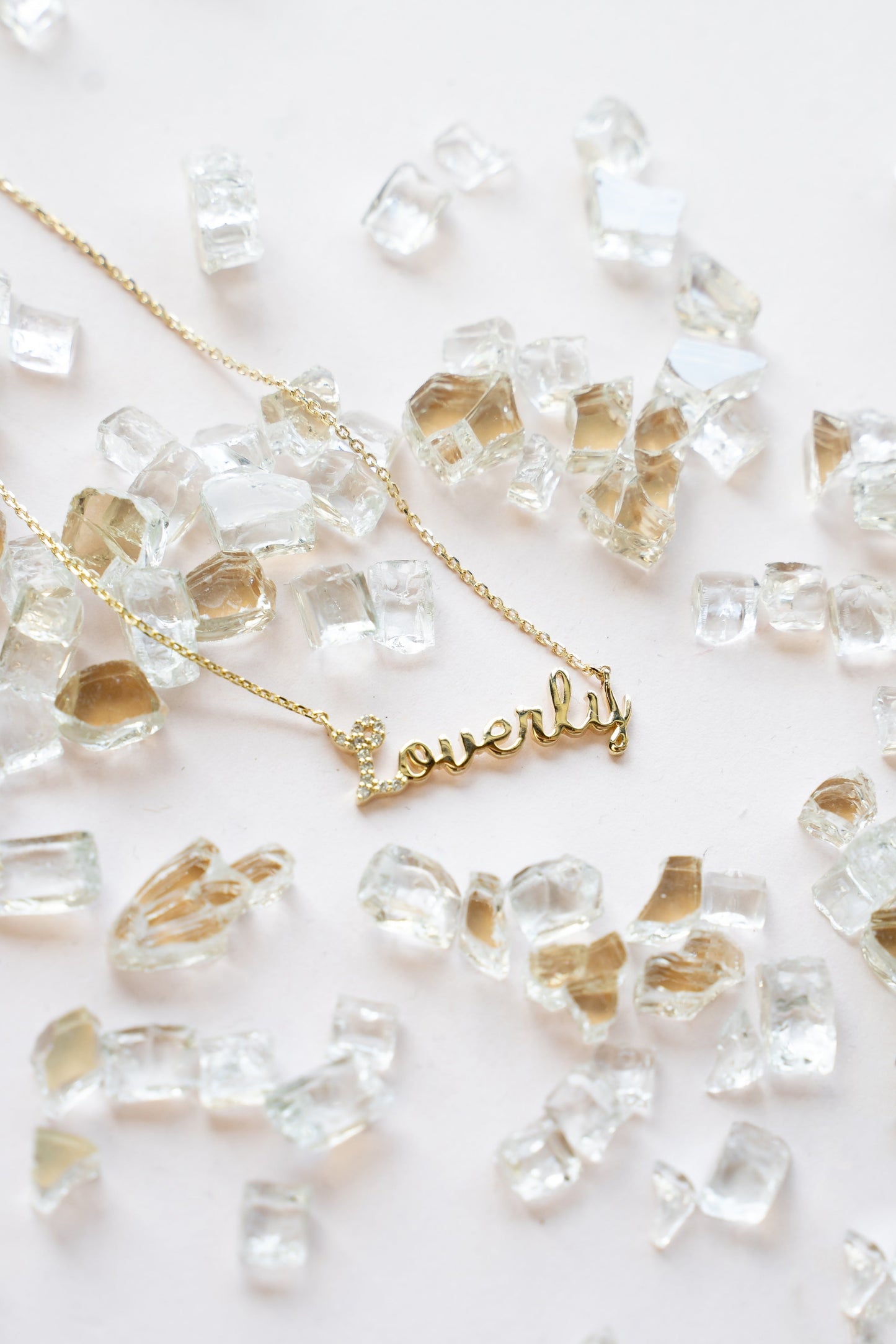 Custom Crystal Accent Script Necklace