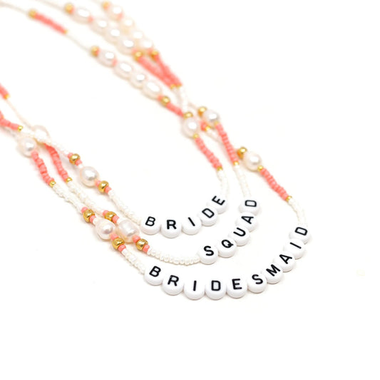 Bridal Pink and Pearl Beaded Necklaces