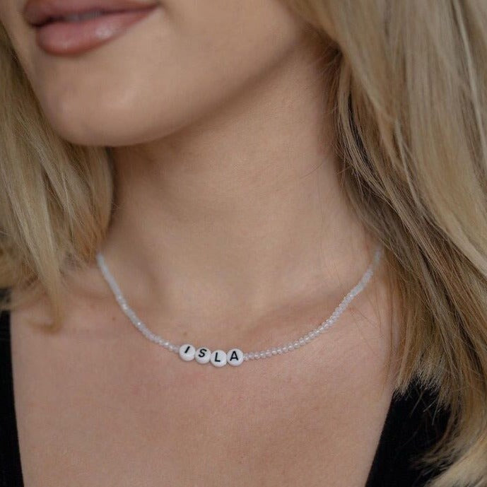 Customized Moonstone Beaded Necklace