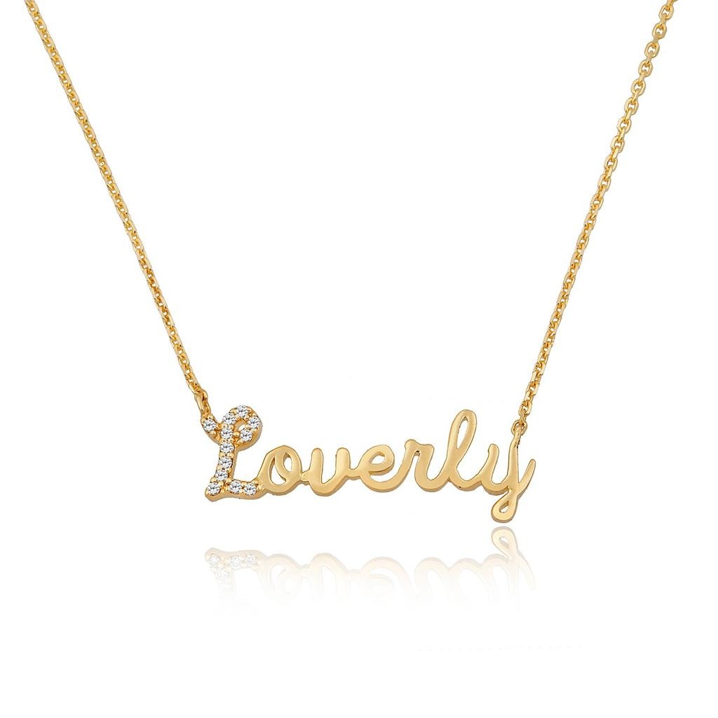Custom Crystal Accent Script Necklace
