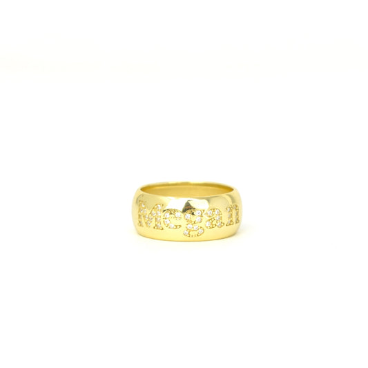 Custom Name Band Ring with Crystals