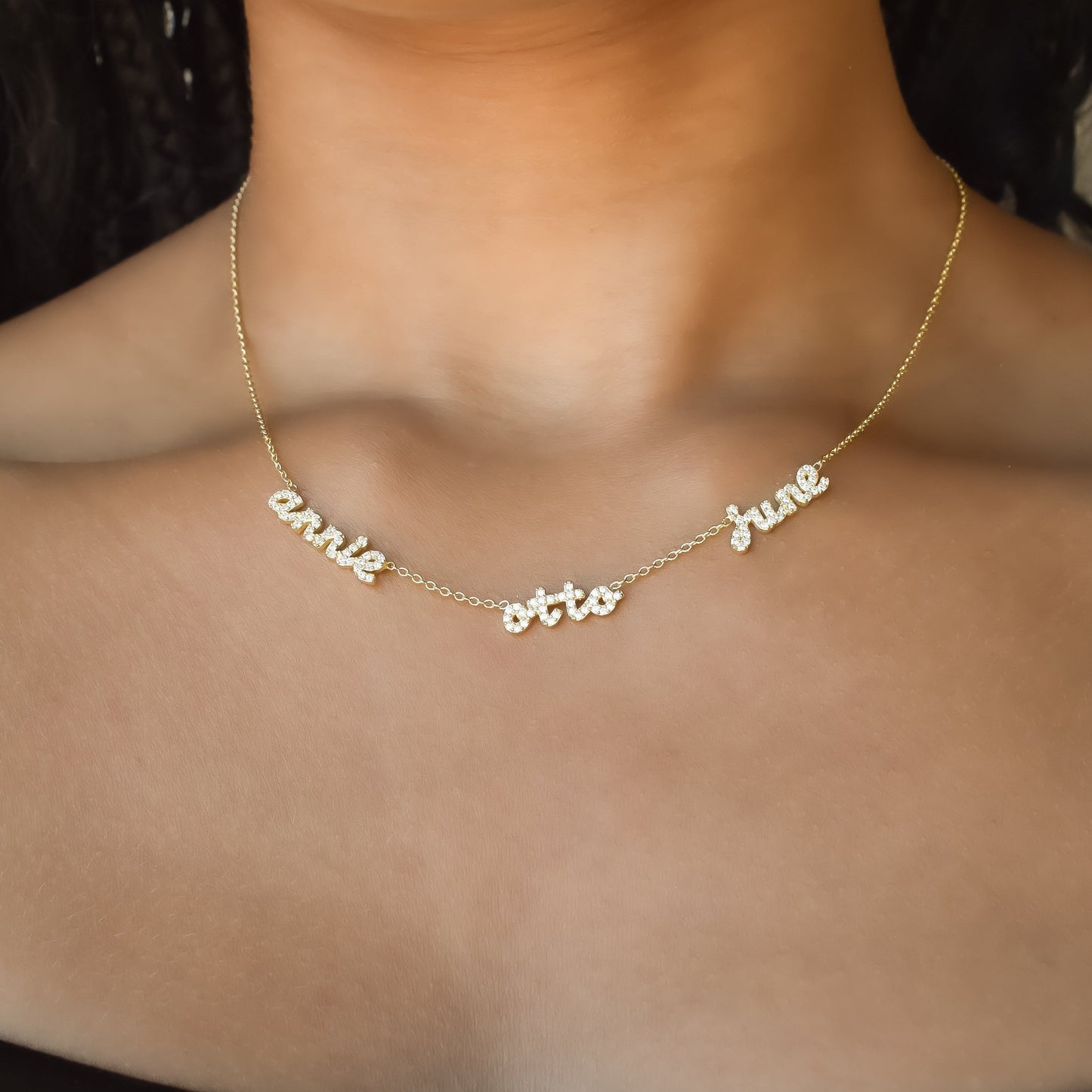 Custom Petite Script Multiple Name Necklace